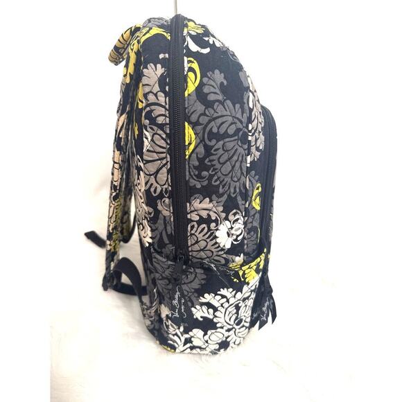Vera Bradley Baroque Black/Yellow/White Laptop Backpack Full Size School - Picture 4 of 9
